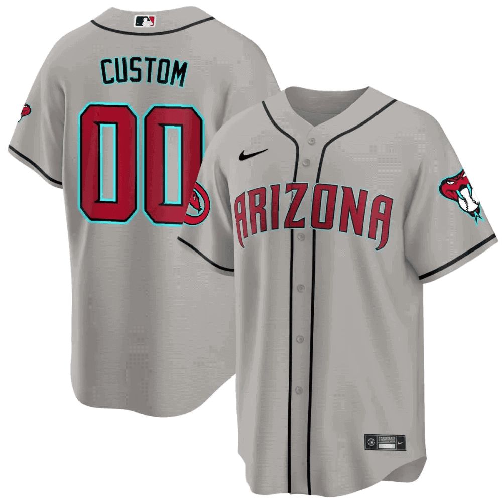 Men Arizona Diamondback Grey Nike 2024 Cool Base Custom MLB Jersey-0